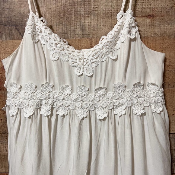 Versona White Crochet Lace Trim Babydoll Sundress Size Large - Picture 4 of 13